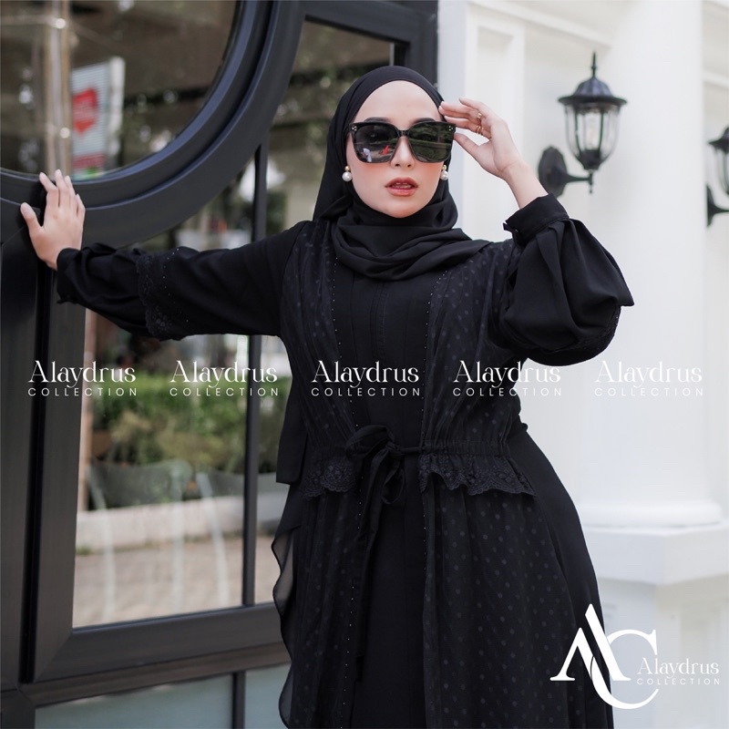 Abaya Syari Gamis Maxi Dress Arab Saudi Bordir Zephy Turki Umroh Dubai Turkey India Wanita Hitamjo 867