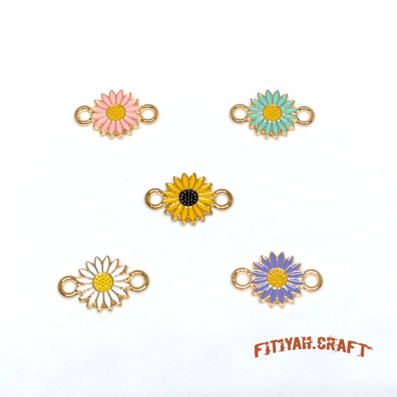 Enamel Sunflower Enamel Bunga Matahari Manik bunga Untuk Kerajinan Gelang