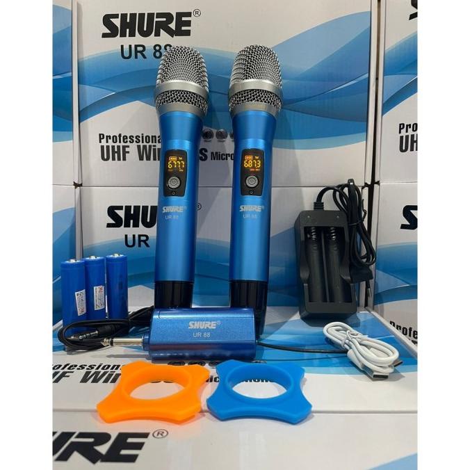 MIC WIRELESS BATRAI CAS SHURE UR88 / UR 88 2MIC HANDHELD