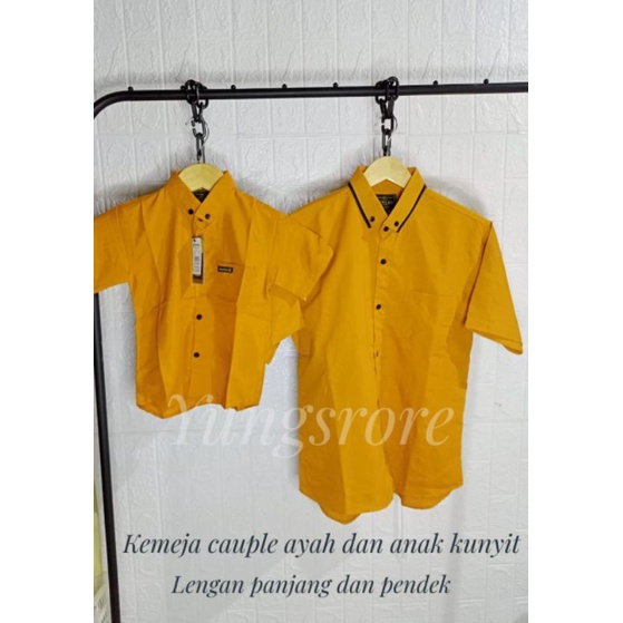 kemeja polos couple Ayah dan Anak kunyit