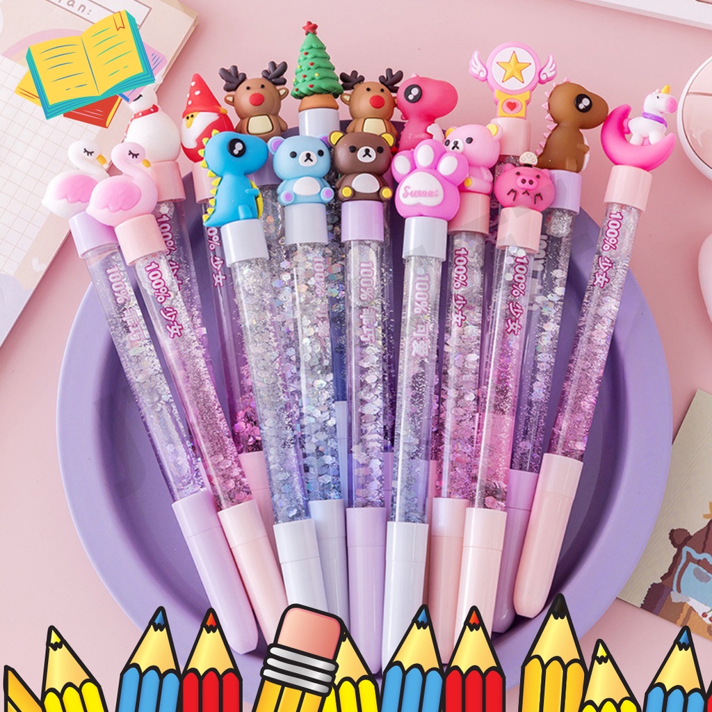 

[JTC] Pulpen Glitter Air Dengan karakter lucu & Imut (JT0015)