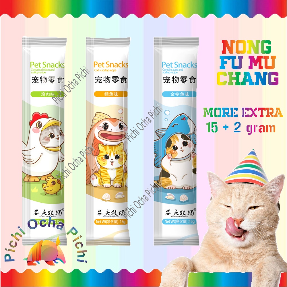 Cat Snack Strip Wet Food Pasta 3 rasa Extra Volume 17 Gram Nong Fumu Chang