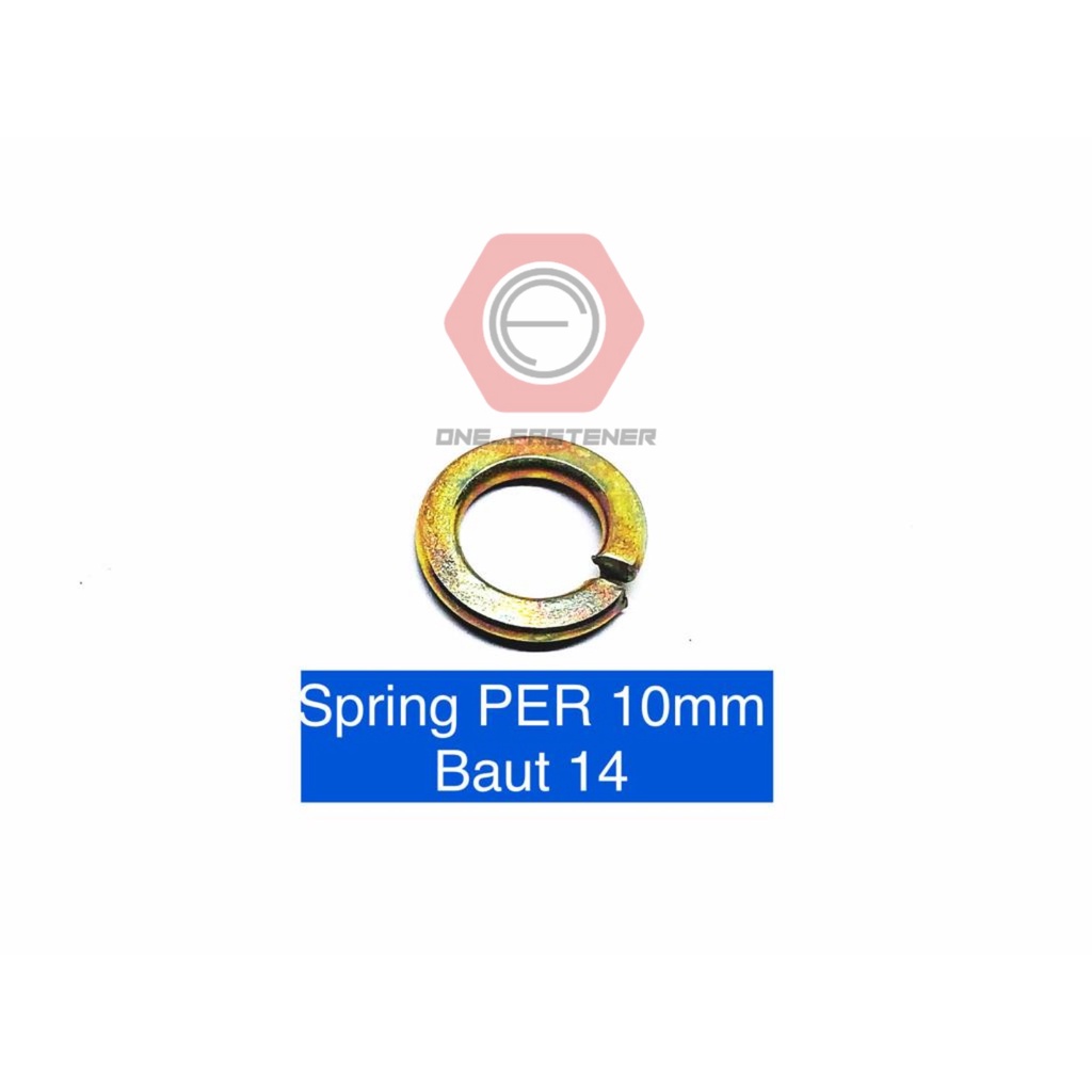 100 pcs Ring PER M10 Kuning baut kunci 14 Spring Washer 10mm patah WLK