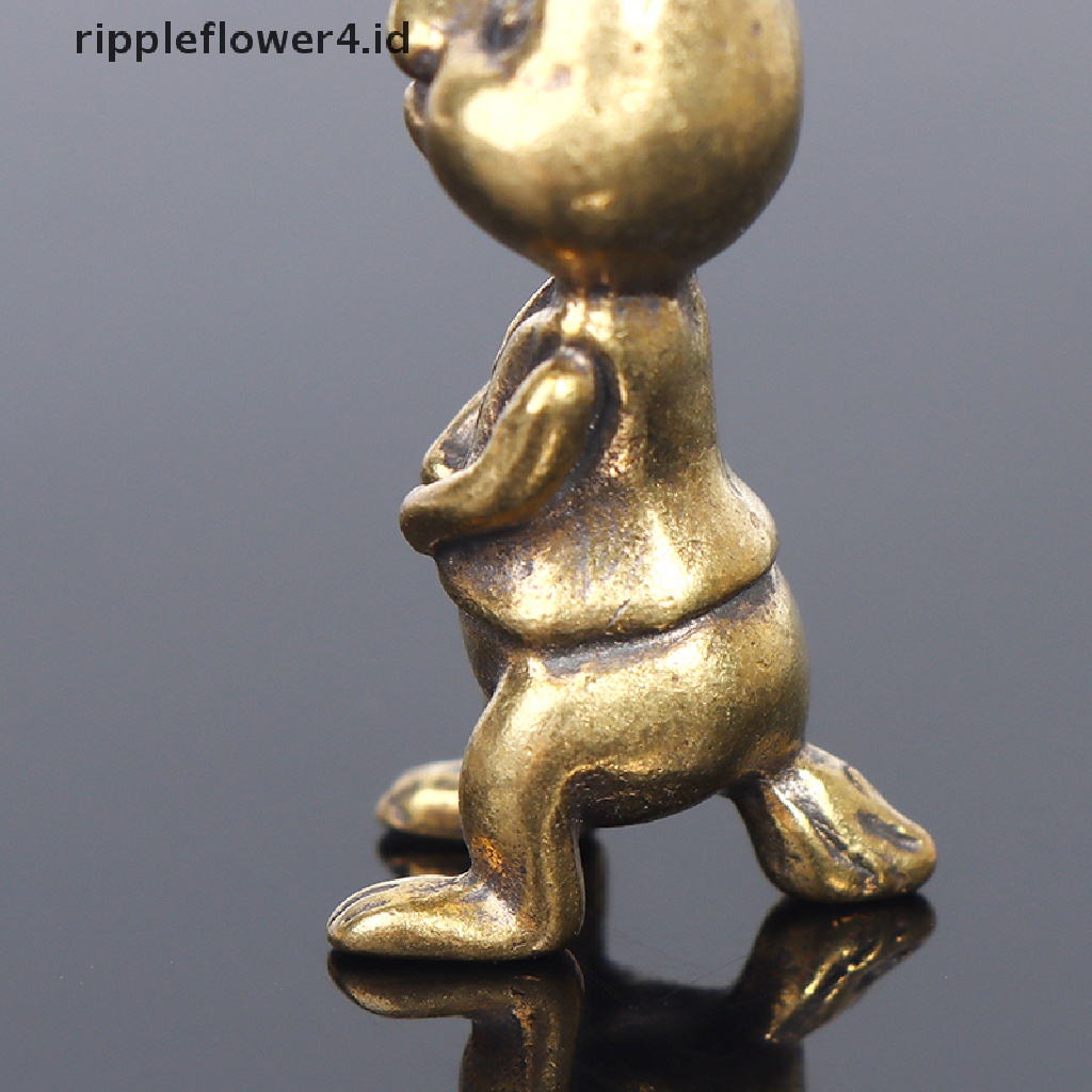 {rippleflower4.id} Kuningan Keyring Liontin Hewan Kelinci Figure Gantungan Kunci Lucky Rabbit Statue Ornamen Retro Patung Dekorasi Desktop Rumah~