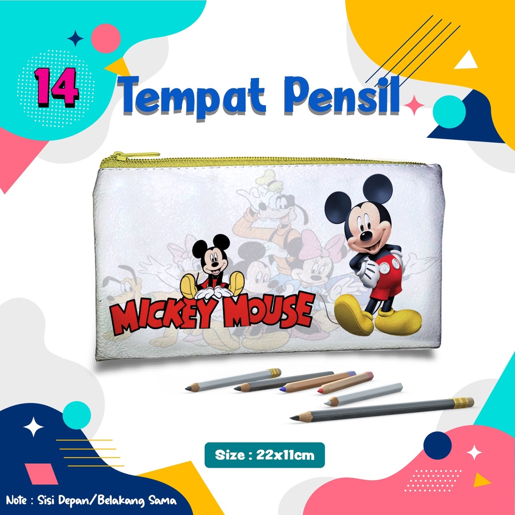 

Tempat Pensil MICKEY MOUSE Kode.14 Pencil Case Dompet Pouch Kostak Kotak Custom nama dan foto