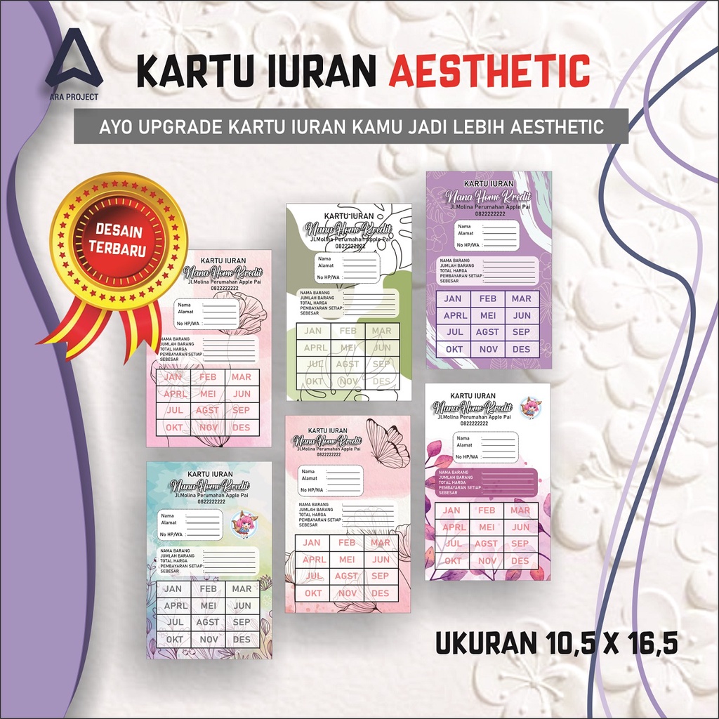 Jual Kartu Iuran Desain Terbaru Kartu Angsuran Aestehtic Kartu Iuran