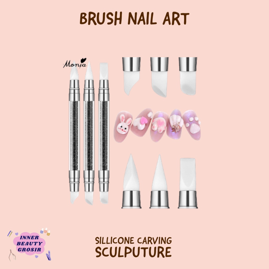 Nail art silicone UV Gel carving pen scarping sculputure emboss dotting brush / brush pen nail art emboss pen