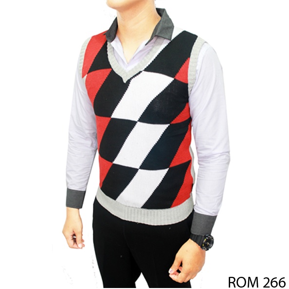 Casual Male Vests Rajut Hitam – ROM 469