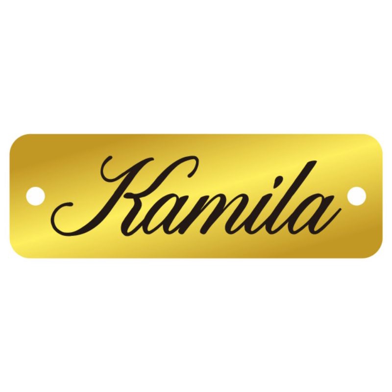 

label akrilik Kamila gold ukuran 1*3 tulisan hitam 200 pcs