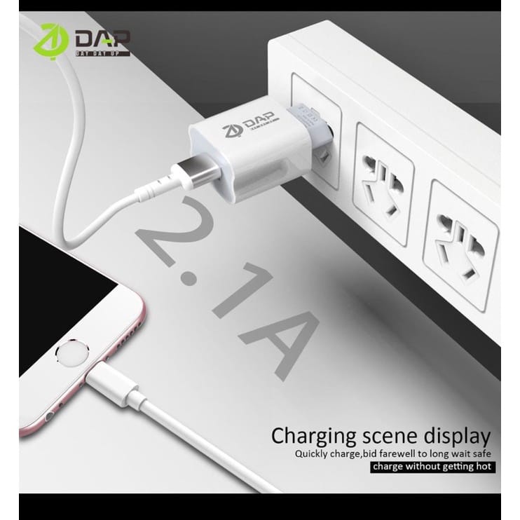 DAP D-A3 Adaptor Charger 1 USB Support 2.1A 1Box Isi 10 Pcs Batok Chager D-A3 DAP