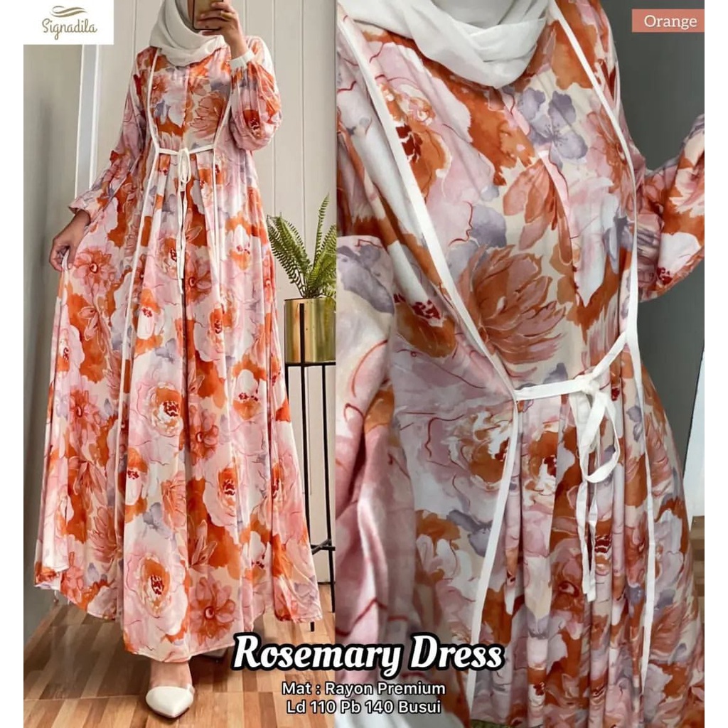 Rosemary Dress Gamis Rayon Motif Bunga
