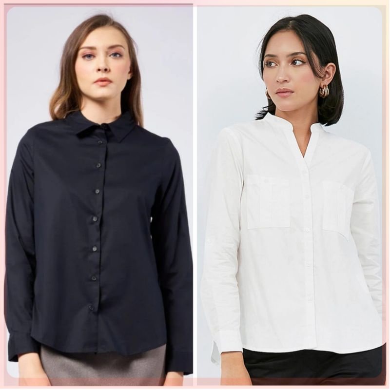 THE EXECUTIVE KEMEJA BLOUSE WANITA HITAM PUTIH