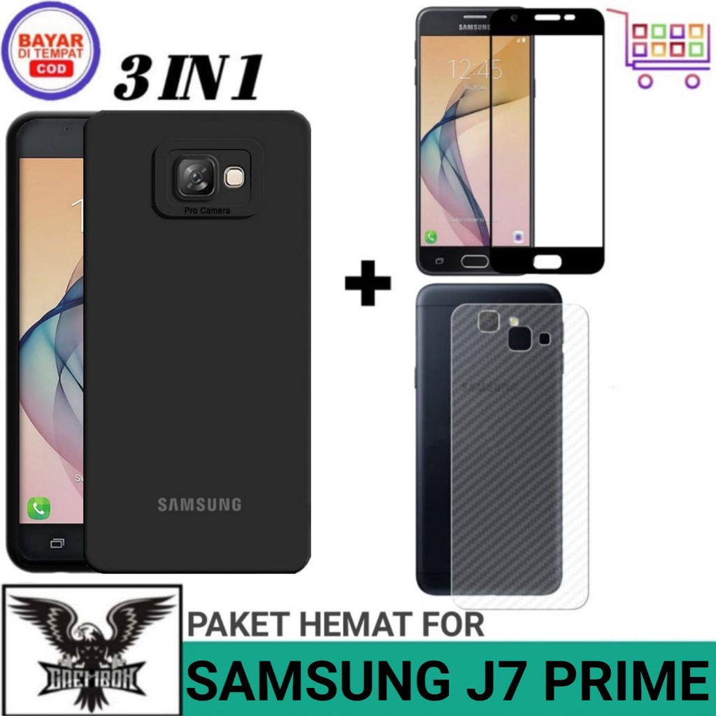 PROMO 3IN1 CASE SAMSUNG GALAXY J7 PRIME SOFT CASE PRO CAM FREE TEMPERED GLASS DAN GARSKIN