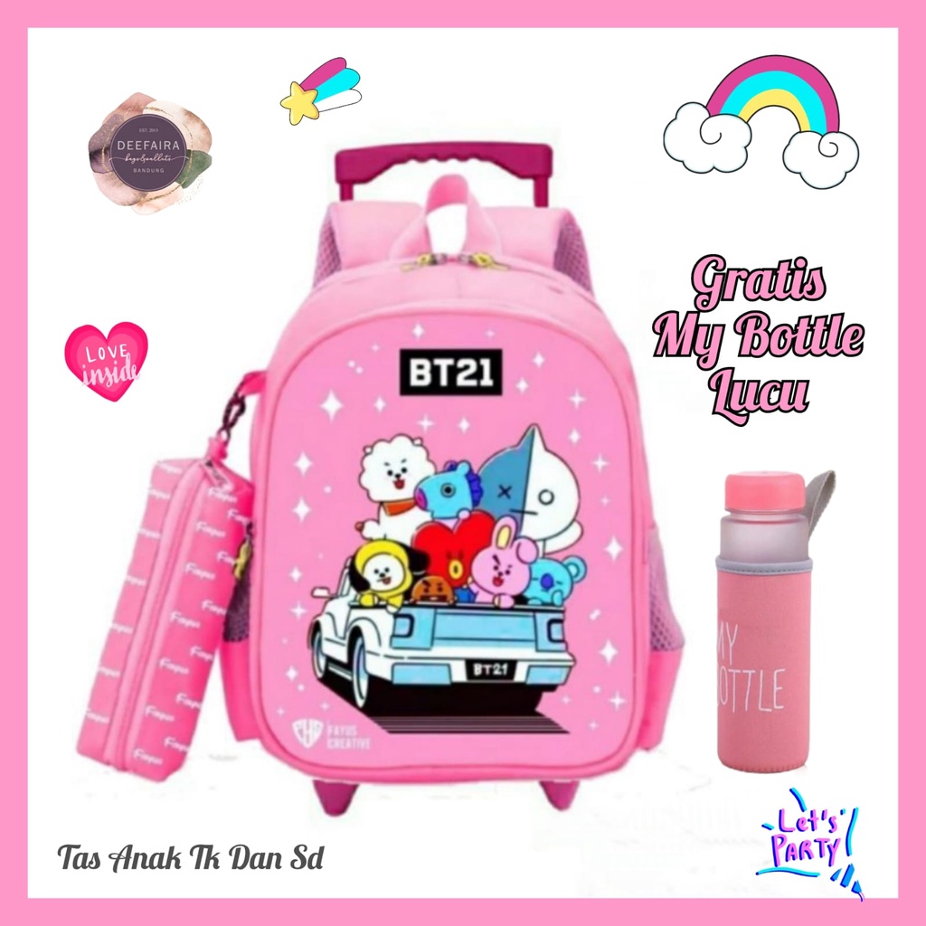 Tas Ransel Troli Anak Perempuan Motif Bet321 Love Gratis Botol Minum Untuk Sekolah Anak Tk Sd