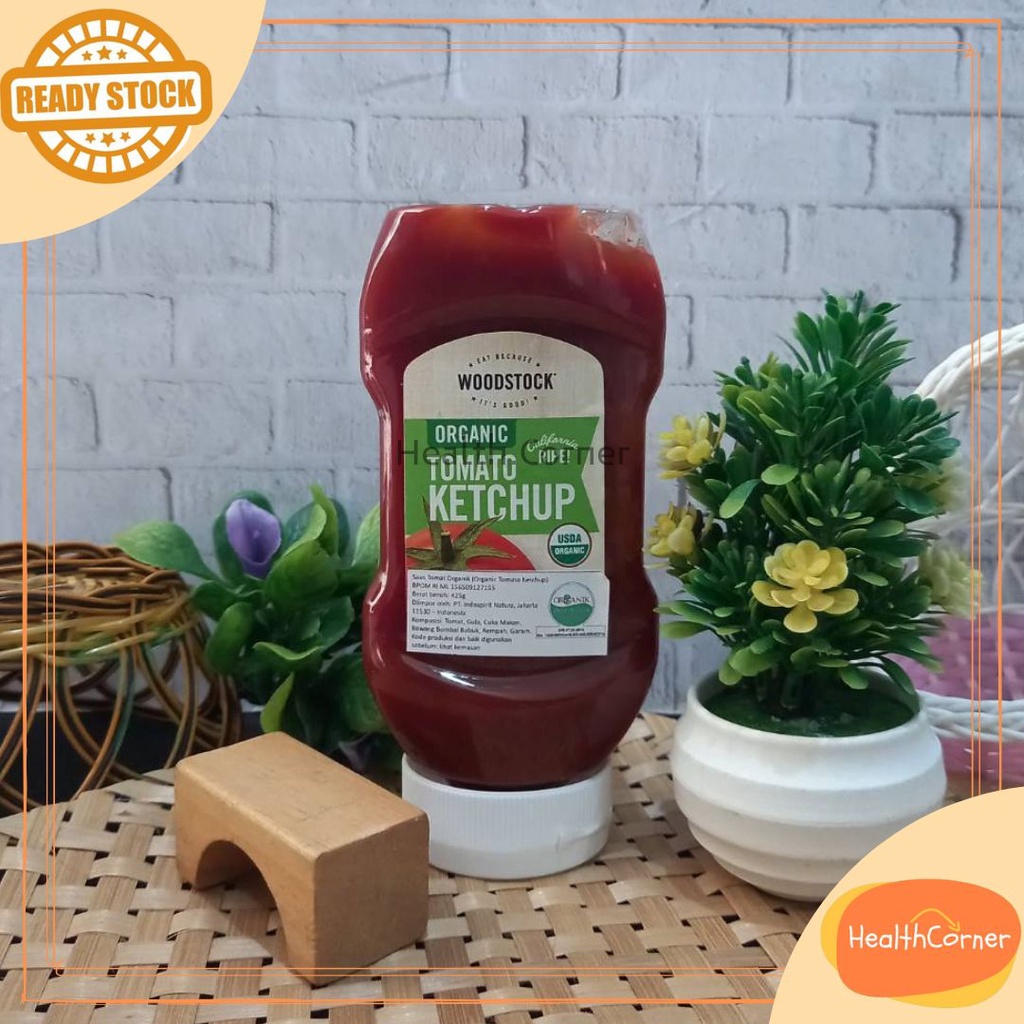 Woodstock Organic Tomato Ketchup (Saus Tomat Sehat Organik) 425 gr Saos Cocol Tomat