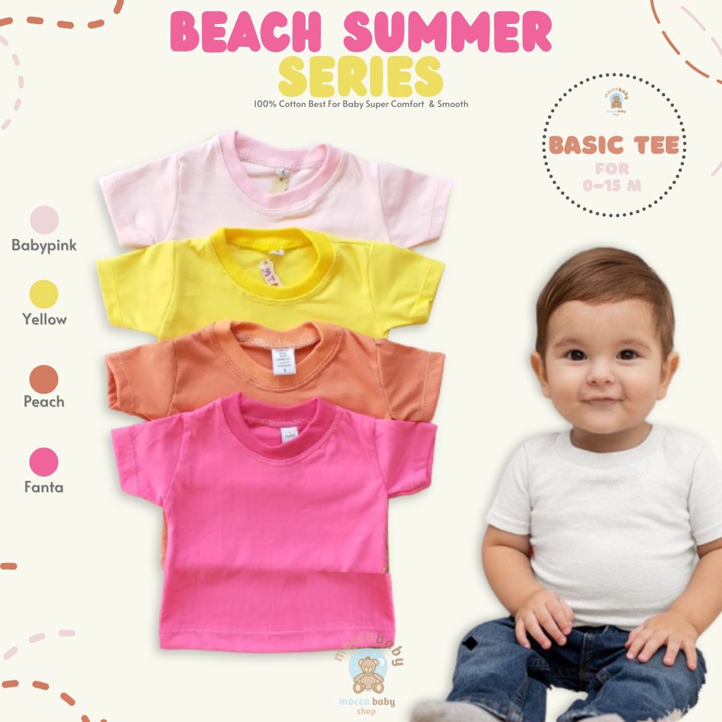 NUZ MBSS - BABY COTTON Basic Tee Beach Summer Series - Kaos Anak / Atasan Anak / Kaos Bayi / Atasan Bayi - SUMMER1