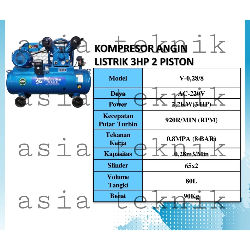 Kompresor Angin 3 Hp 2 Piston