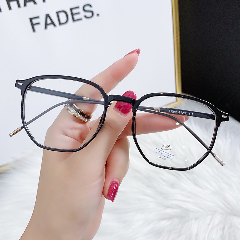 Tr90 Terbaru Kacamata Anti Radiasi Eyeglasses Polygonal Optical Glasses Wanita Pria