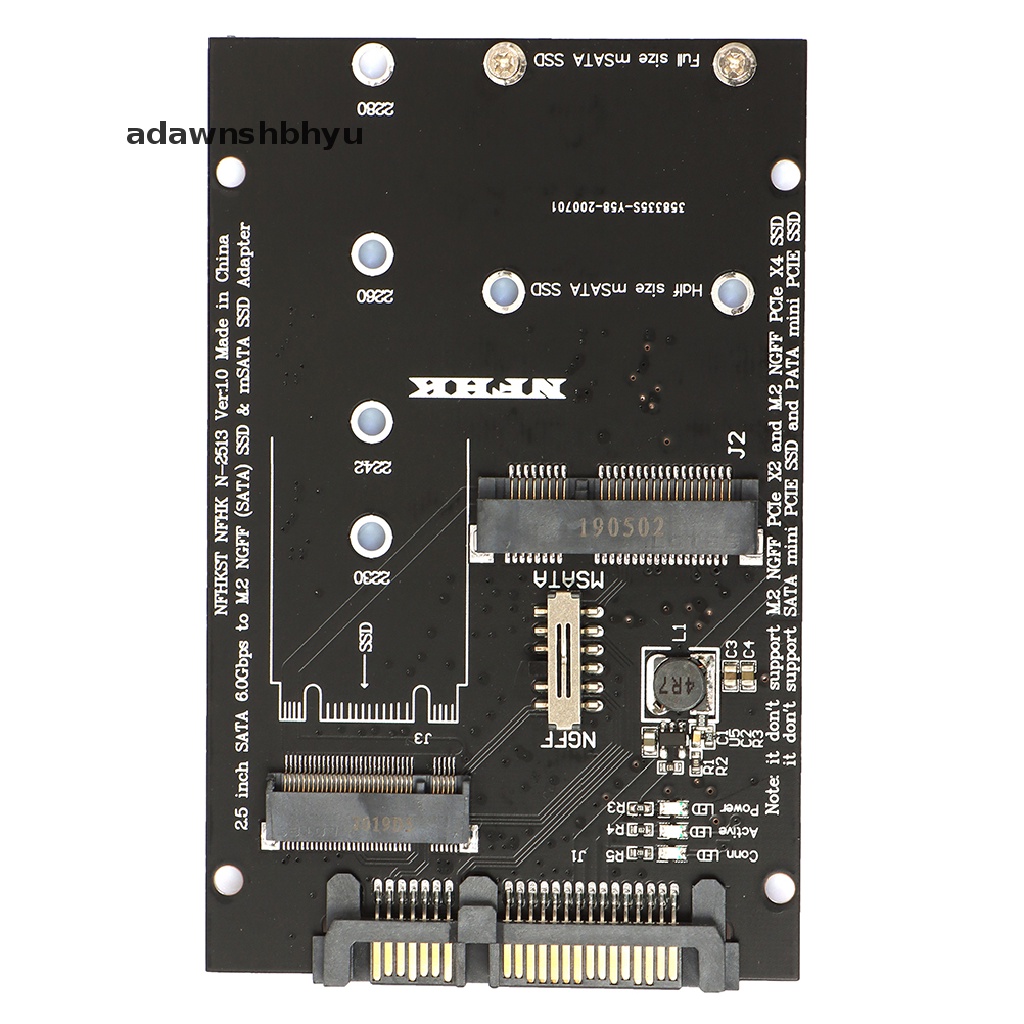 Adaptor adawnshbhyu M.2 NGFF MSATA SSD to SATA 3.0 2in1 Converter Card Untuk PC Laptop ID