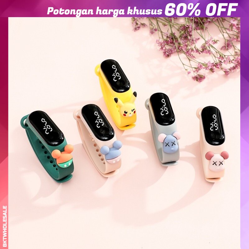 Jam Tangan Digital Elektronik Tahan Air Led Rubber Motif Kartun Anak Laki-laki Perempuan Pria Wanita Couple Dewasa Semua Umur