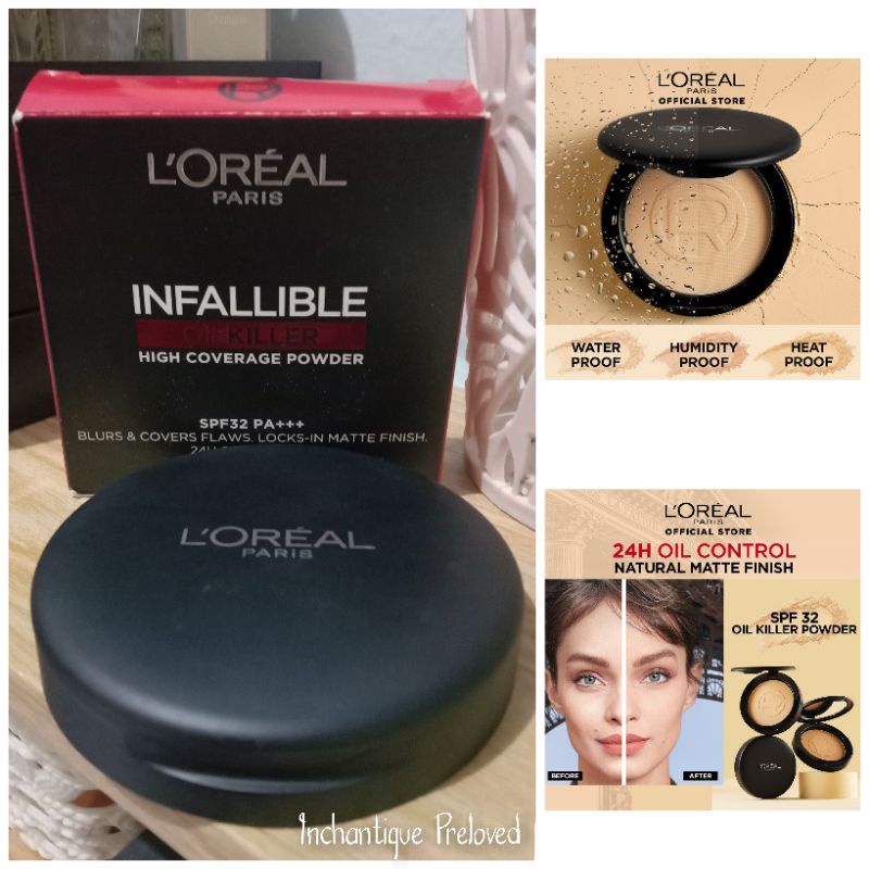 PRE❤ BEDAK LOREAL PARIS INFALLIBLE OIL KILLER HIGH COVERAGE POWDER NATURAL MATTE NEW PRELOVED