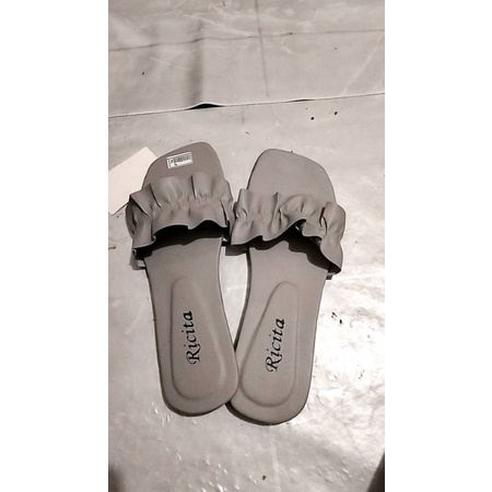 Sandal  Wanita Teplek  G11 Sendal Flat Cewek Dewasa Slop Kerut