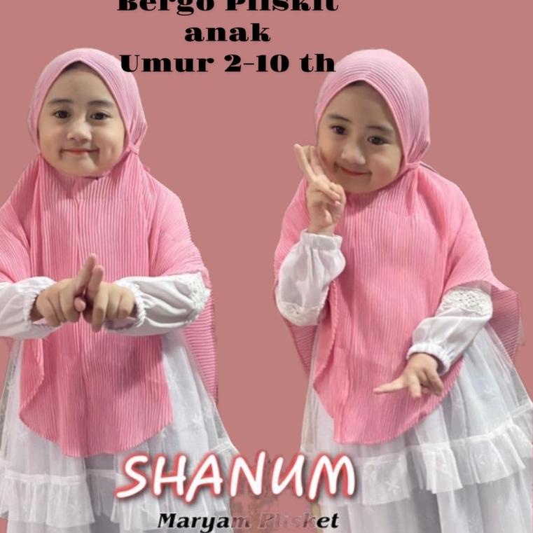 {MNK.21De22c} jilbab bergo plisket tali anak 2-10 tahun/bergo plisket instan