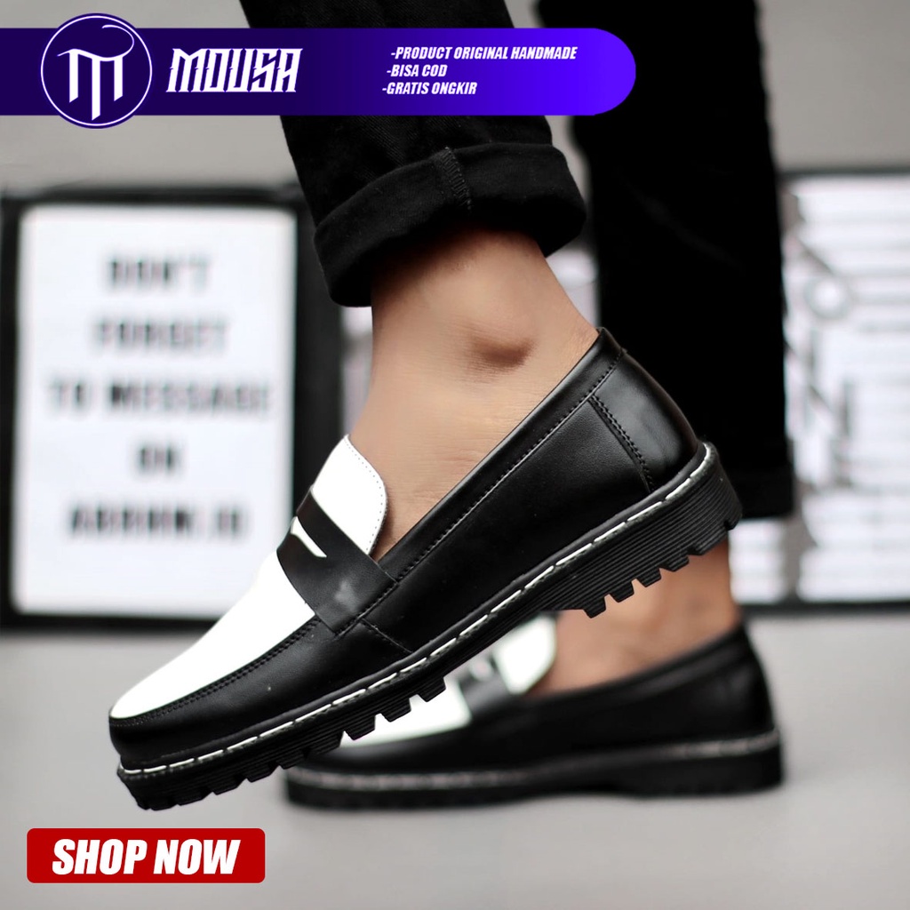 Sepatu Formal Kerja Pantofel Pria Docmart Low Boots Hitam Kulit Sintetis Mousa Dilal