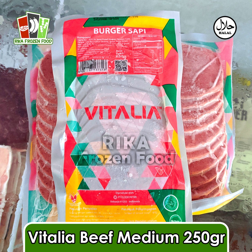 

Vitalia Beef Burger Medium Isi 10 Pcs 250gr