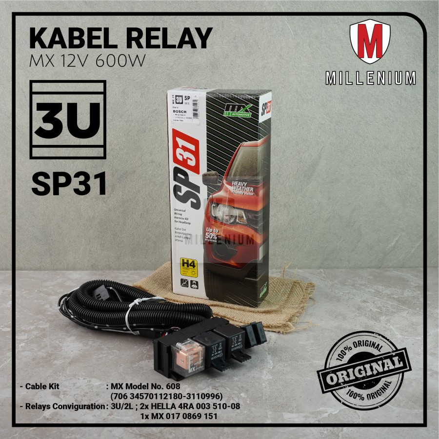 【MX】Kabel Relay Set Lampu H4 Mobil BOSCH SP Series 3 Relay 12v dengan 2 Lampu H4 Utama Mobil Universal Original Berkualitas