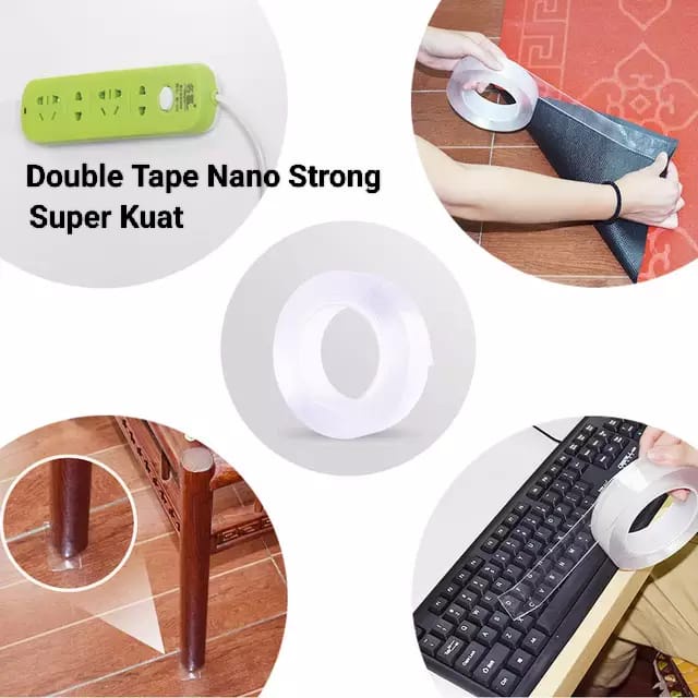 

Double Tape Nano Transparan 2 Sisi Super Kuat Nano Double Tape 3M,5M