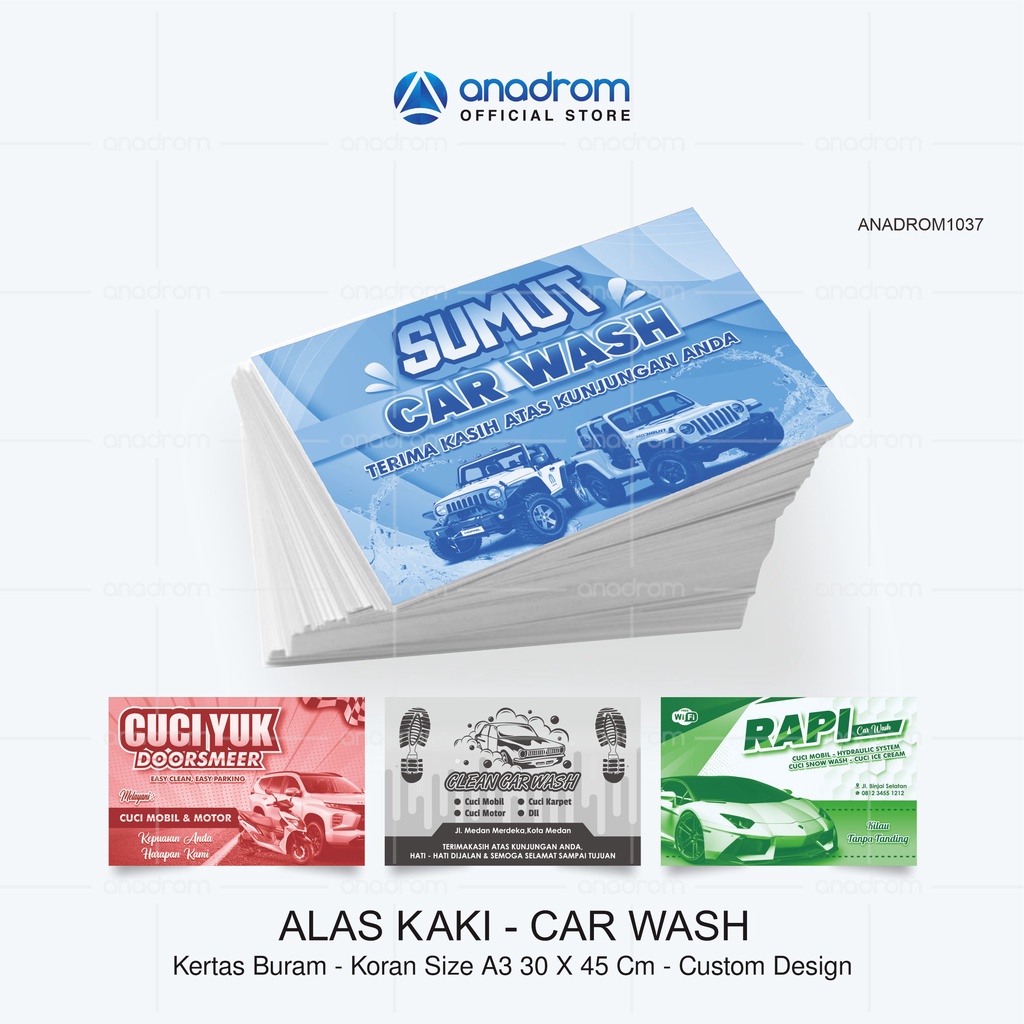 

[500 pcs] Kertas Alas Kaki - Car WashCustom I Paket cetak 1 Rim I Anadrom 1037
