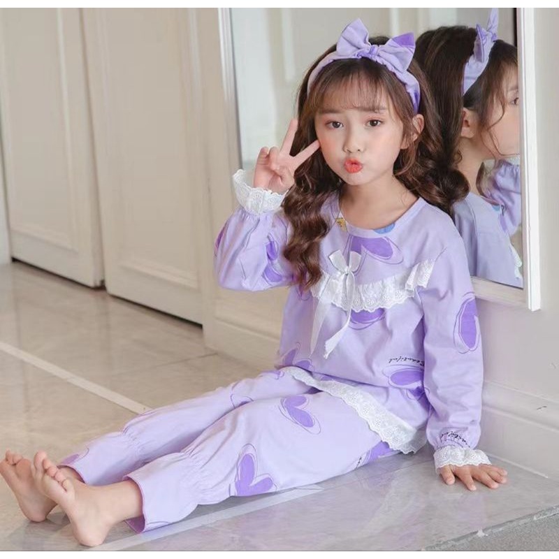 BAJU TIDUR ANAK PEREMPUAN SETELAN PP+BANDANA UMUR 12-17TAHUN PIYAMA