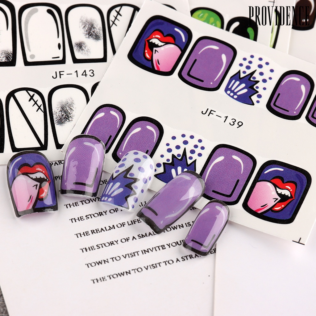Providence Nail Art Slider Perekat Diri Tidak Luntur Mudah Tempel Efek 3D DIY Yang Dapat Dilepas Cakupan Penuh Gaya Graffiti Kartun Nail Art Stiker Perlengkapan Kuku