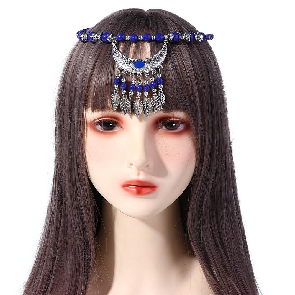 Nickolas1 Rantai Dahi Fotografi Niche Fringed Chain Headband Gaya Nasional Wanita Kalung