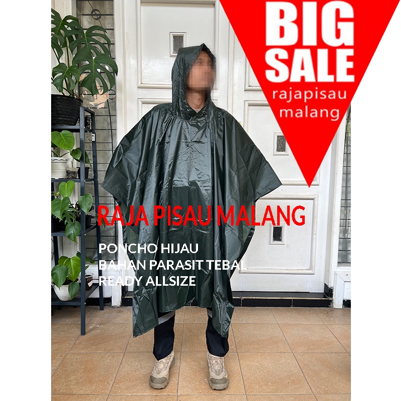 PONCO JAS HUJAN MODEL PONCO HIJAU ARMY PONCHO POLOS