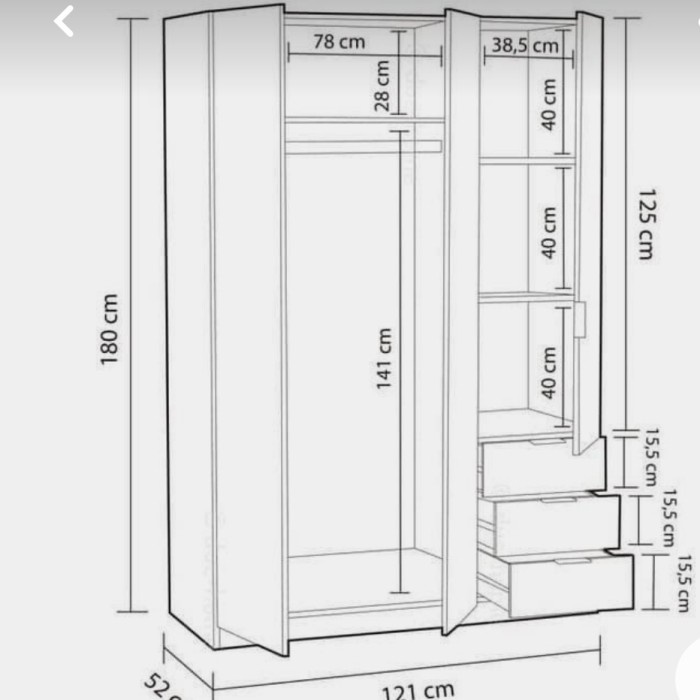 Lemari wardrobe rak pakaian hpl minimalis modern hpl