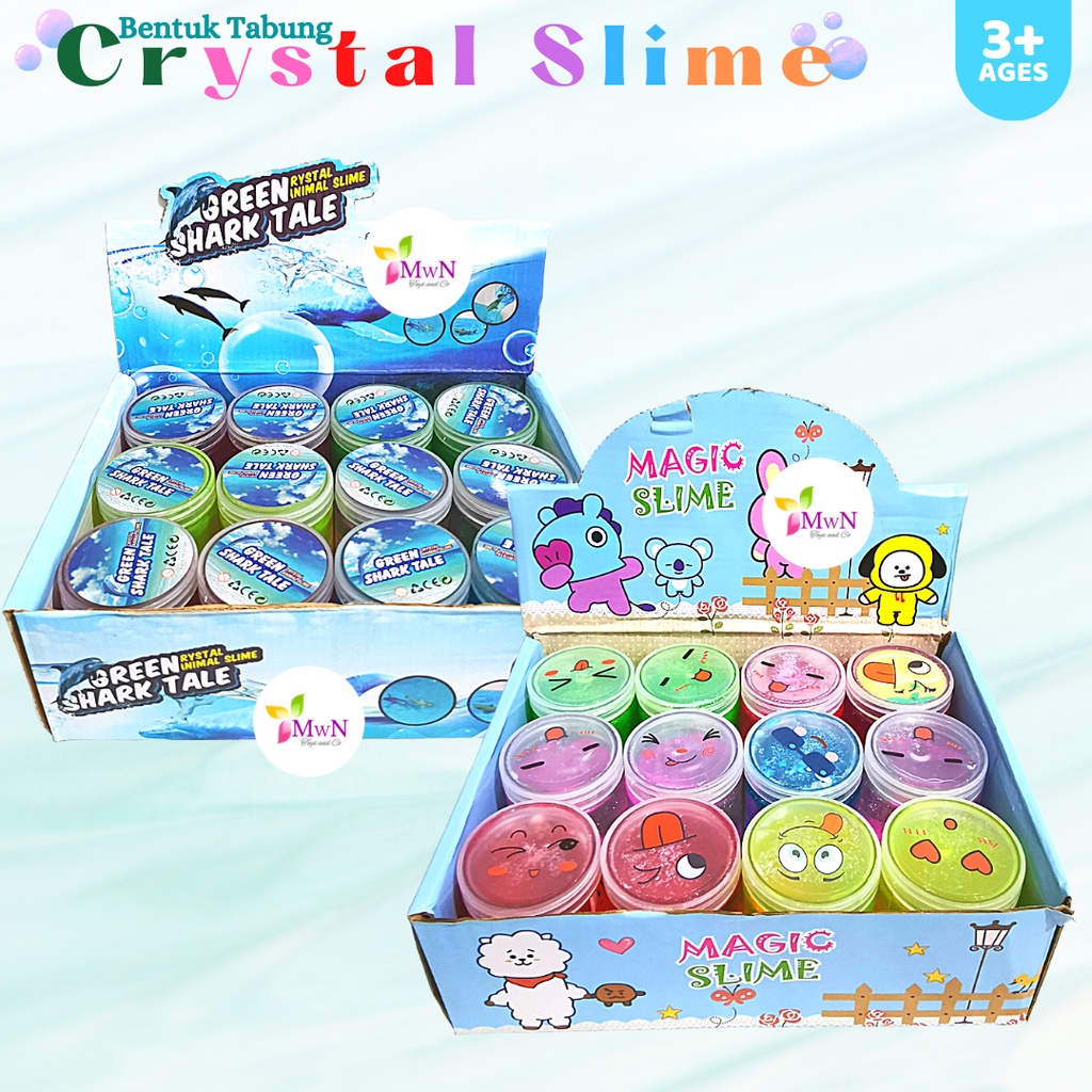 MWN Mainan Crystal Slime Glitter Bening Bentuk Tabung