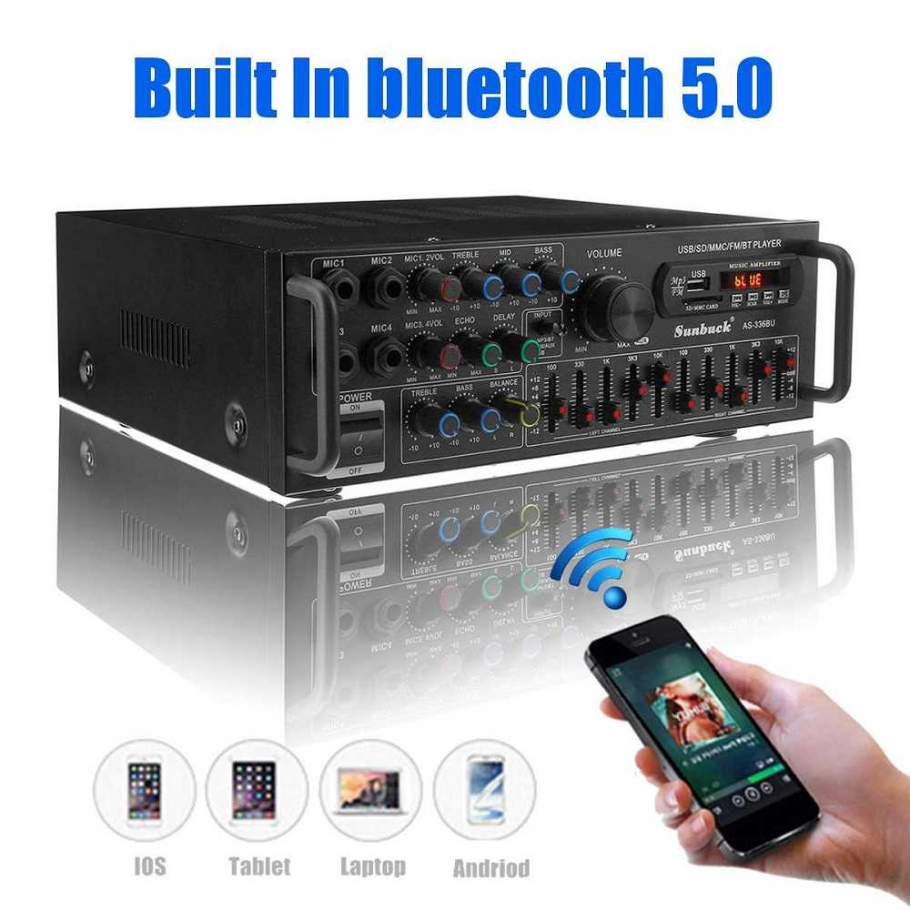 Sunbuck Audio Amplifier Bluetooth EQ Karaoke FM Radio 2000W - AS-336BU AMPLI MINI BISA  ANGKAT 12INC LEBIH