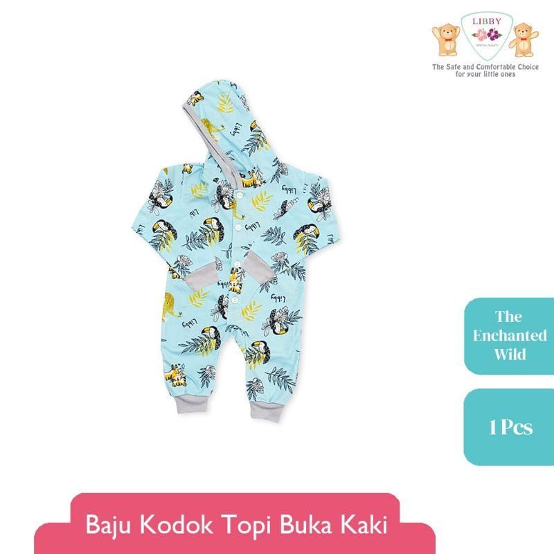 Libby Baju Kodok Panjang Buka Kaki Topi / Baju Bayi