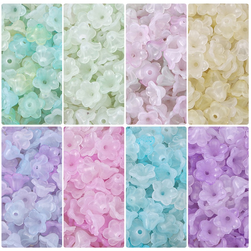12x7mm Akrilik Warna Campur Windbell Morning Glory Flowers Beads Charms Untuk DIY Anting Gelang Gantungan Kunci Kerajinan Membuat Perhiasan