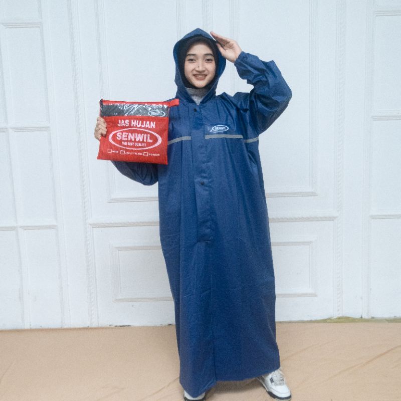 Jas Hujan Gamis Syar'i Muslimah Wanita Jumbo By Senwil Mantel Ujan Bigsize Tebal Lentur Cewek Shar'i Waterproof Hijab Perempuan Syari Terusan Rok Hijas Best Quality Raincoat