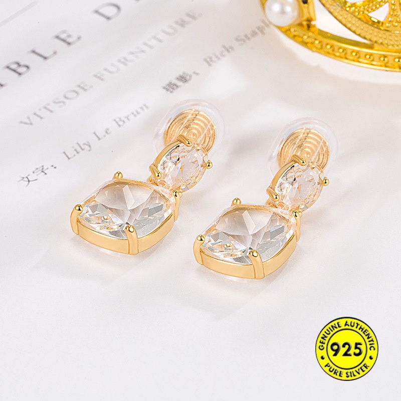 Klip Telinga Coil Nyamuk Berlian Putih Transparan Anting Wanita Tanpa Sakit Dan Tanpa Tindik U1441