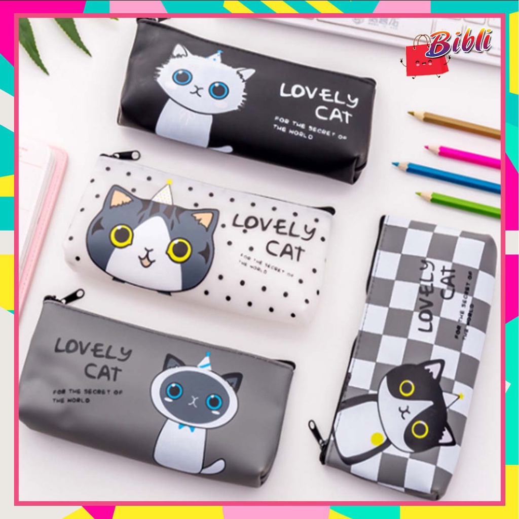 

Tas Pensil Tempat Alat Tulis Tempat Kosmetik Organizer Bag Lovely Cat Bahan Canvas 020