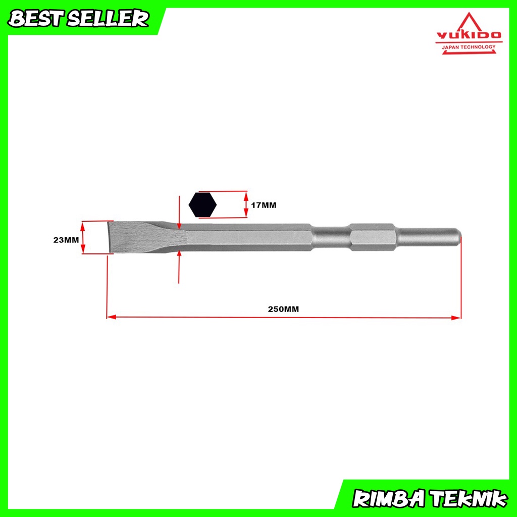 Mata mesin bor bobok model pipih hexagon flat drill sds plus hammer hex 17mm x p250mm