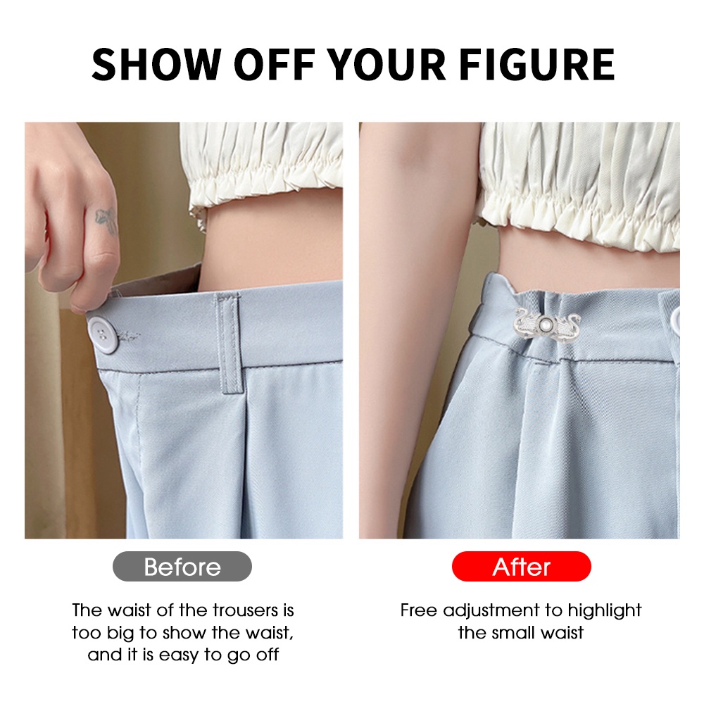 [Harga Grosir] Trendy Retro Adjustable Jeans Waist Button Ukuran Pinggang Tombol Yang Dapat Dilepas Aksesoris Kancing Jeans Logam Bebas Jahitan Pengencang Bunga Lucu Pinggang Pin