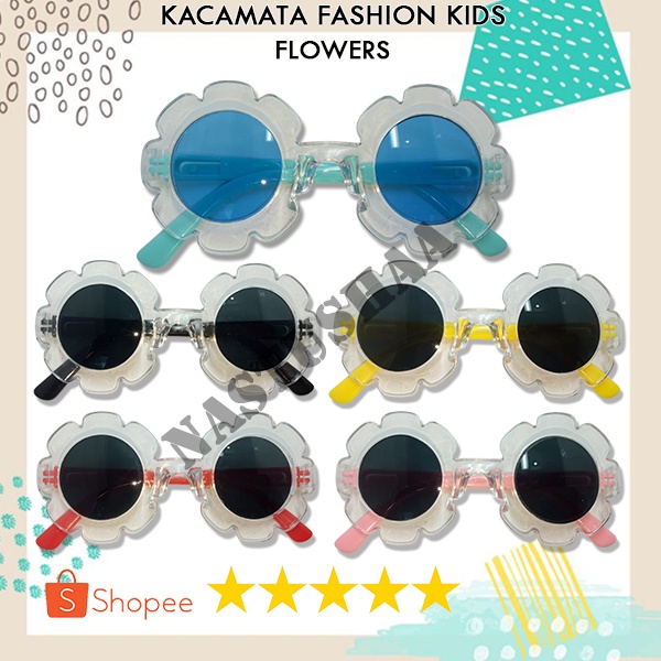 KACAMATA HITAM ANAK FASHION/ KACAMATA GAYA ANAK MODEL BUNGA/ KACA MATA SUNGLASSES KIDS FLOWERS