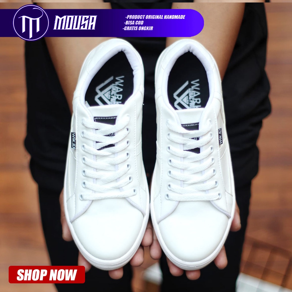 Sepatu Sneakers Pria Casual Kulit Pu Kerja Kuliah Hitam Mousa Gumo