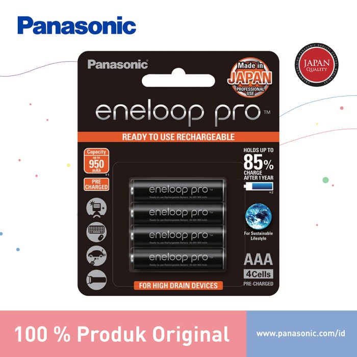 PANASONIC ENELOOP PRO BATERAI RECHARGEABLE AAA 4PC BATTERY ENELOOP PRO