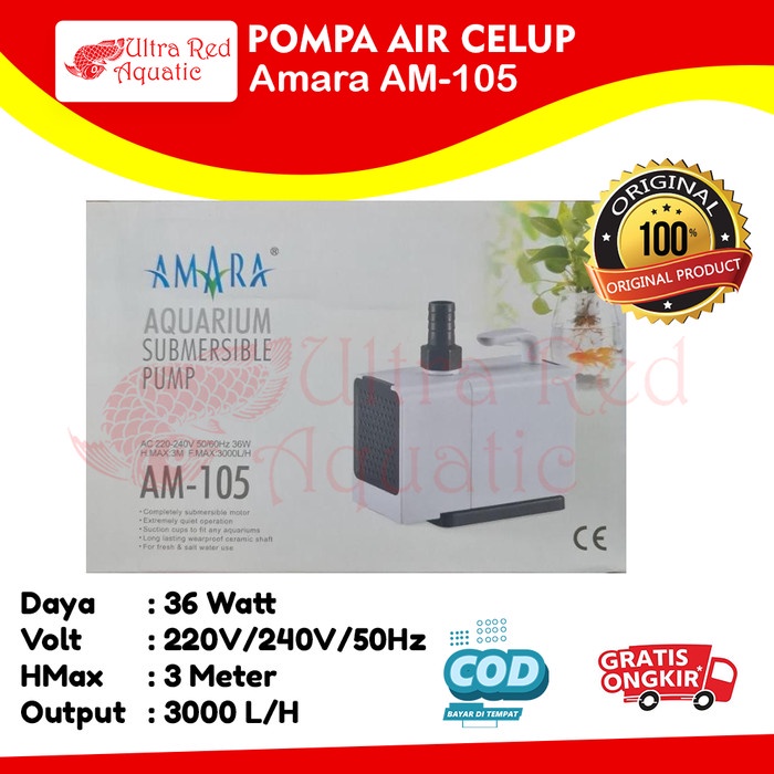 Pompa Air Celup Aquarium Kolam Amara AM-105 AM 105 AM105 Hidroponik